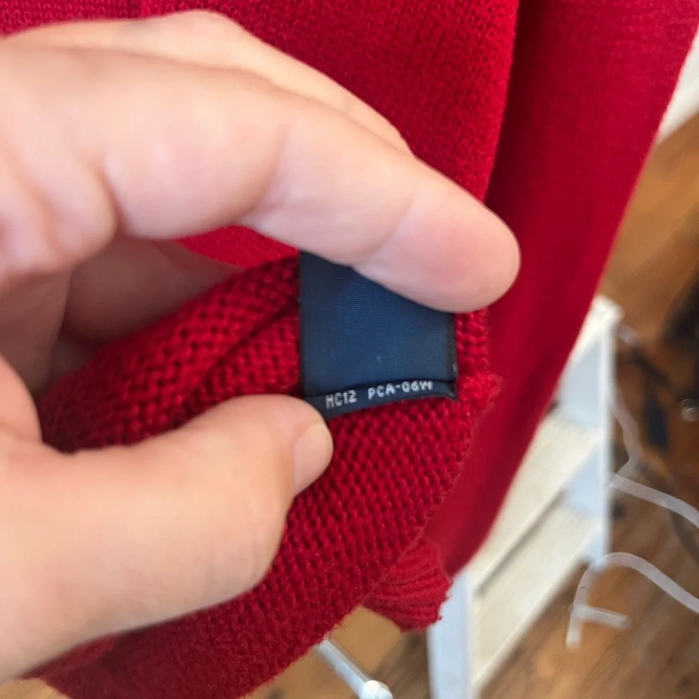 Authentic 100% Cotton Ralph Lauren Red Crewneck Sweater with Navy Pony